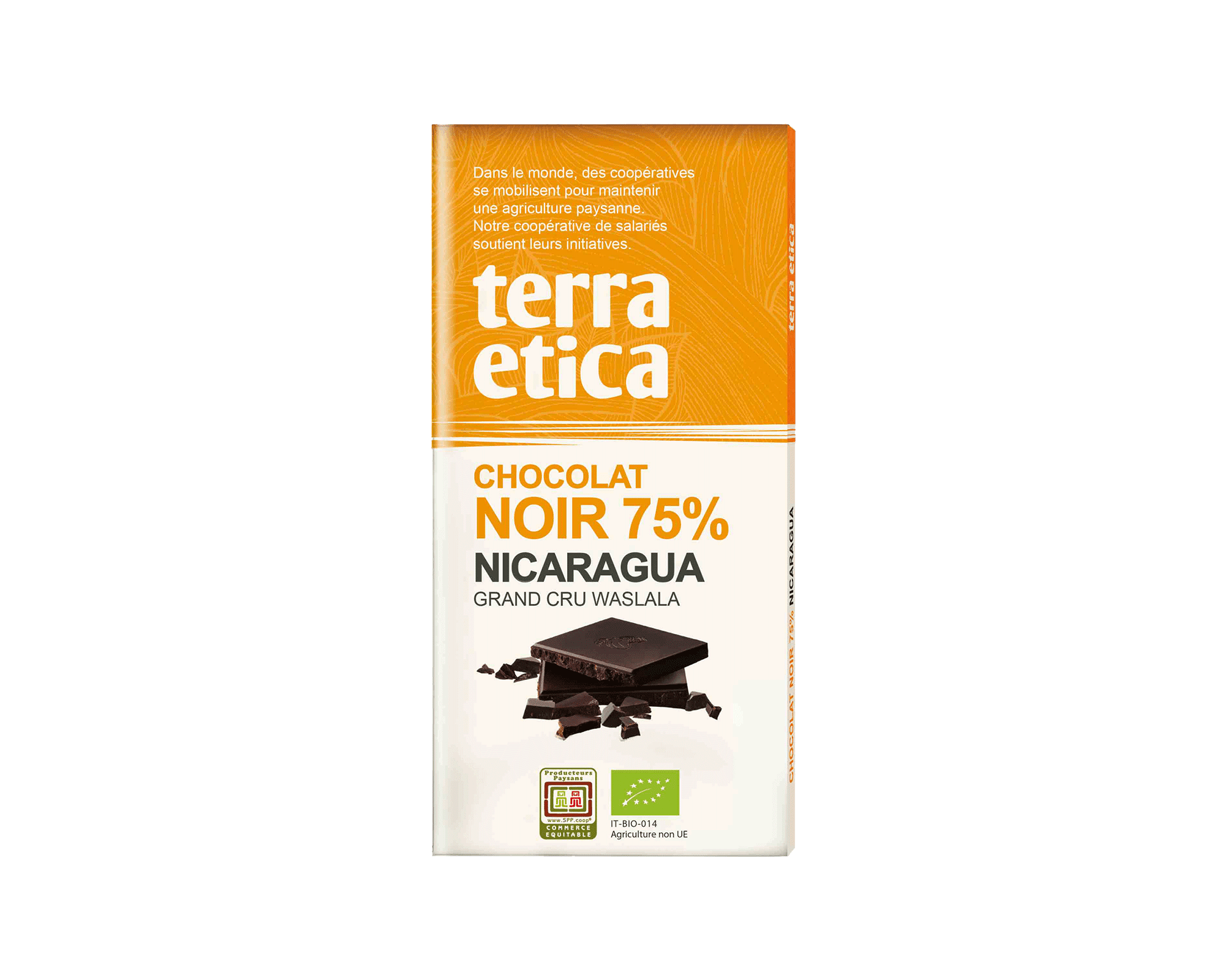 Chocolat Noir bio et équitable 75% cacao du Nicaragua I Terra Etica
