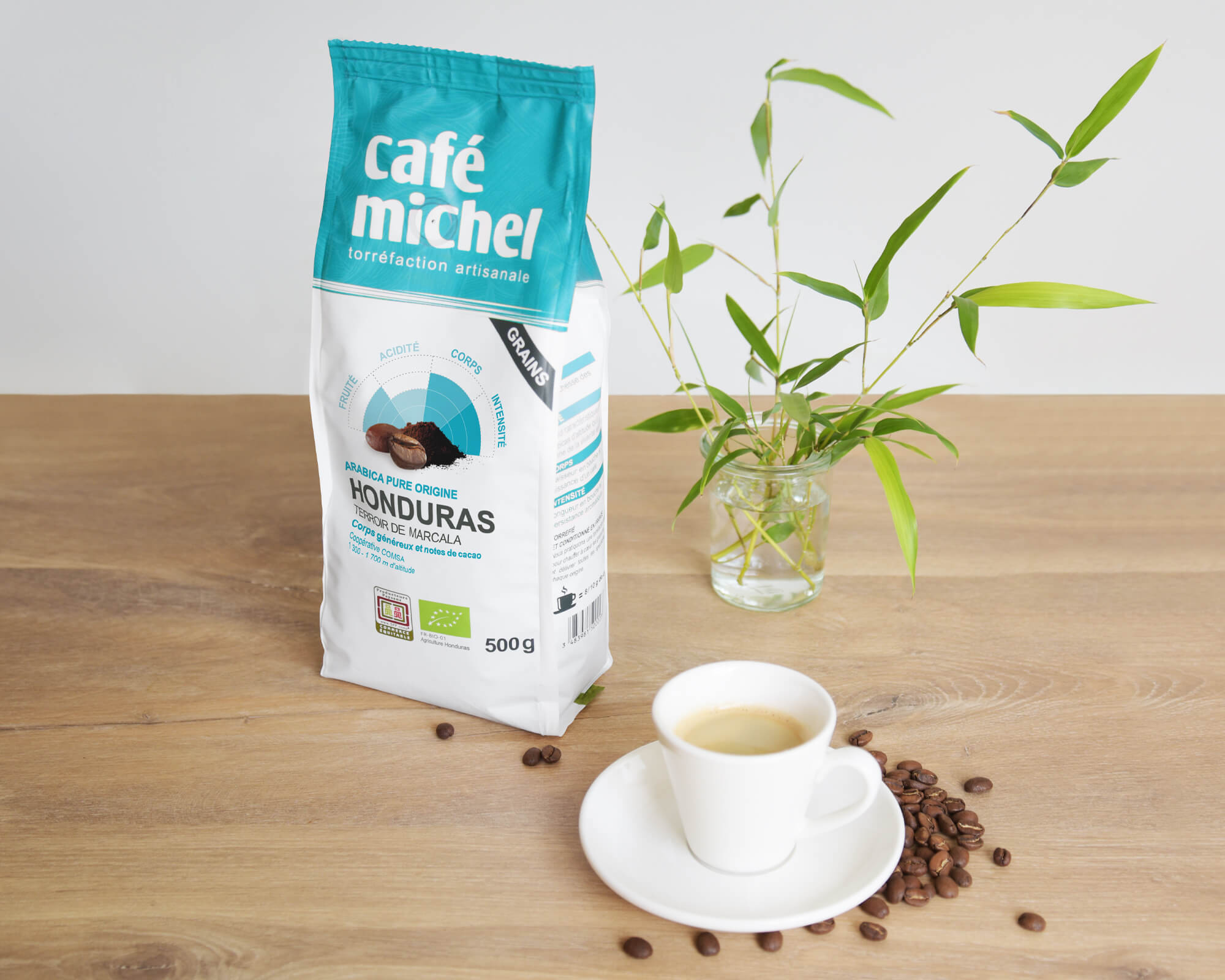 Pur arabica Honduras Grains biologique et équitable 500g I Café Michel