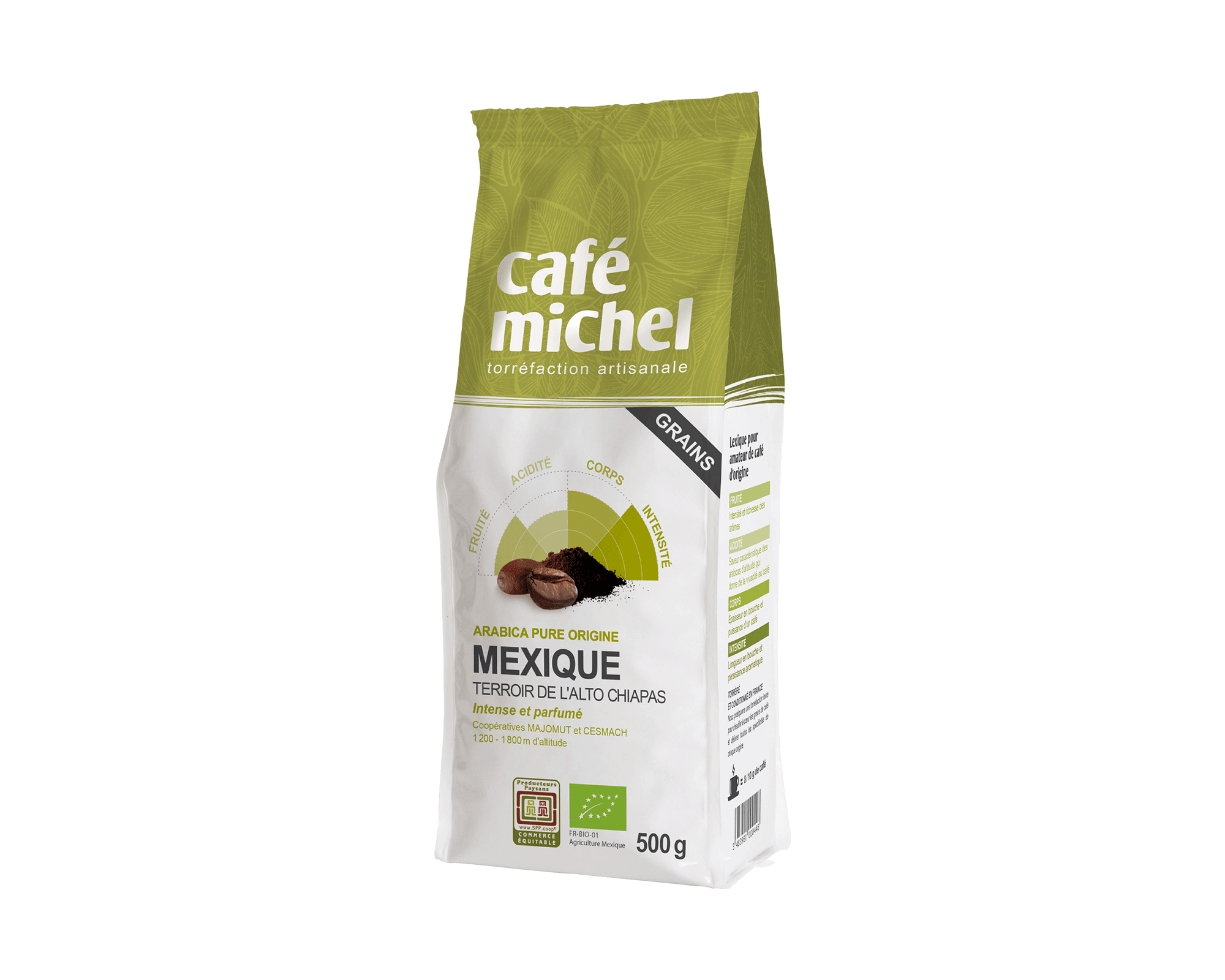 Pur arabica Mexique Grains biologique et équitable 500g I Café Michel