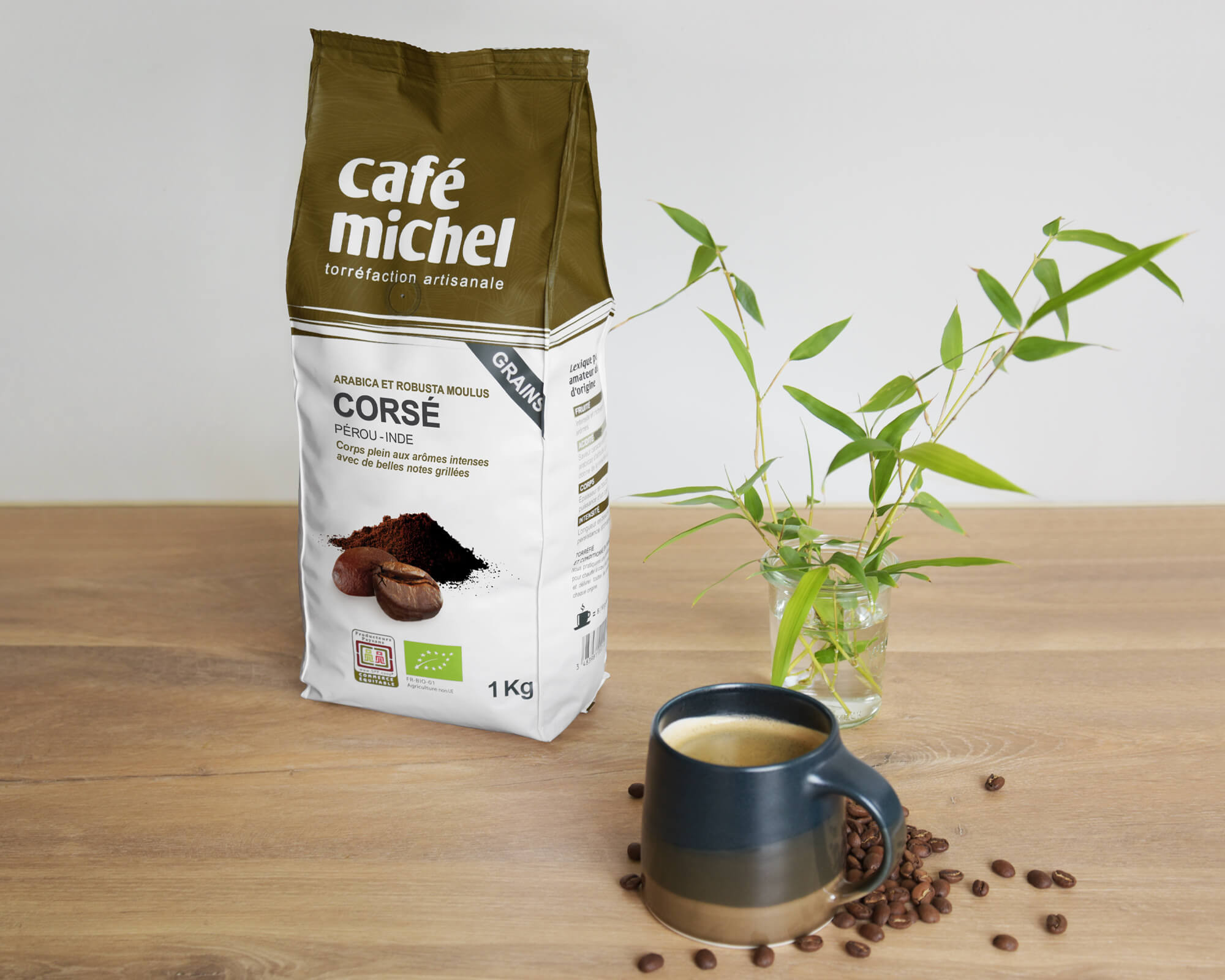 Mélange café Corsé en Grains biologique et équitable 1kg - Café Michel