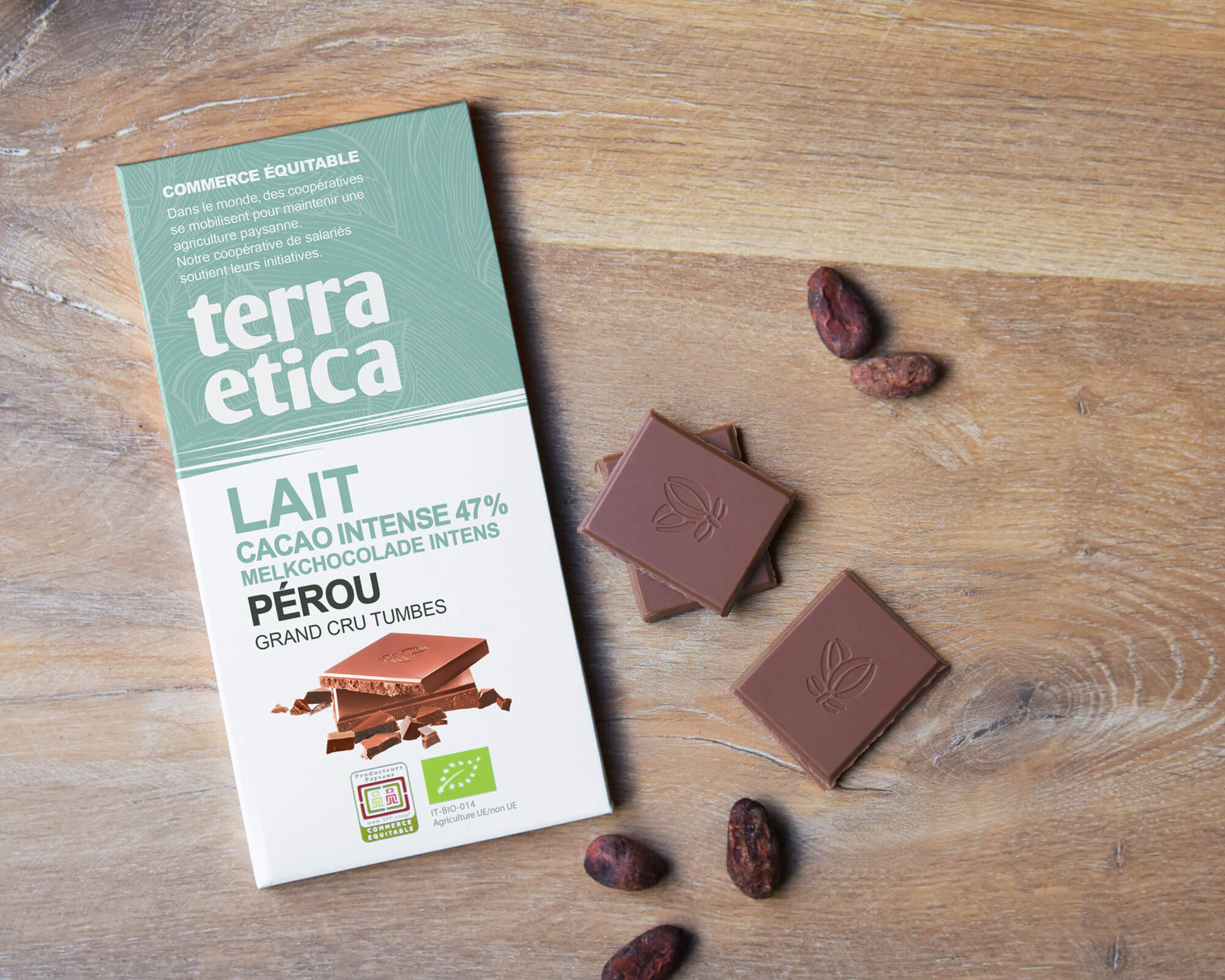 Chocolat Lait intense 47% cacao Pérou bio et équitable I Terra Etica