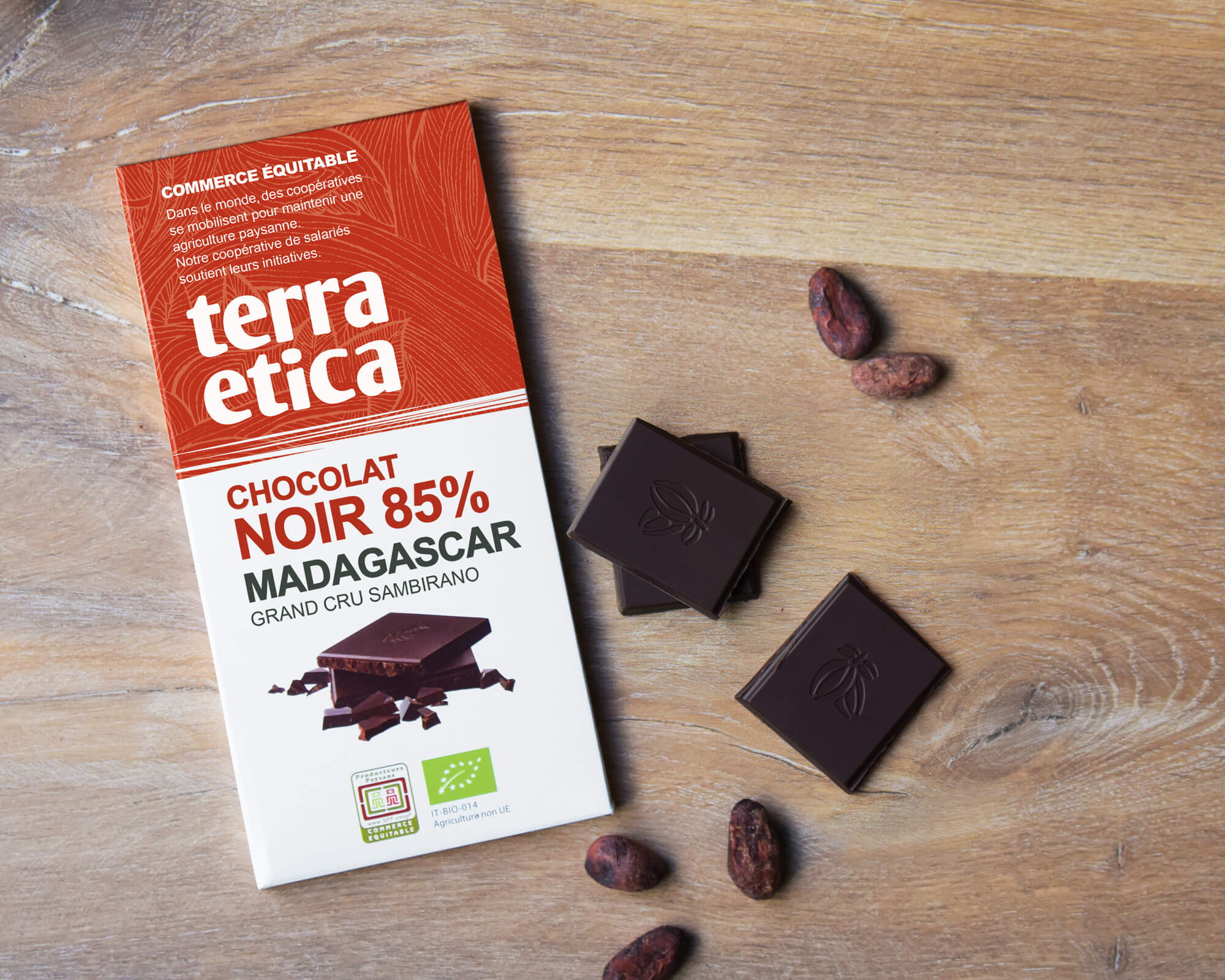 Chocolat Noir bio 85% Madagascar issu du commerce équitable I Terra Etica