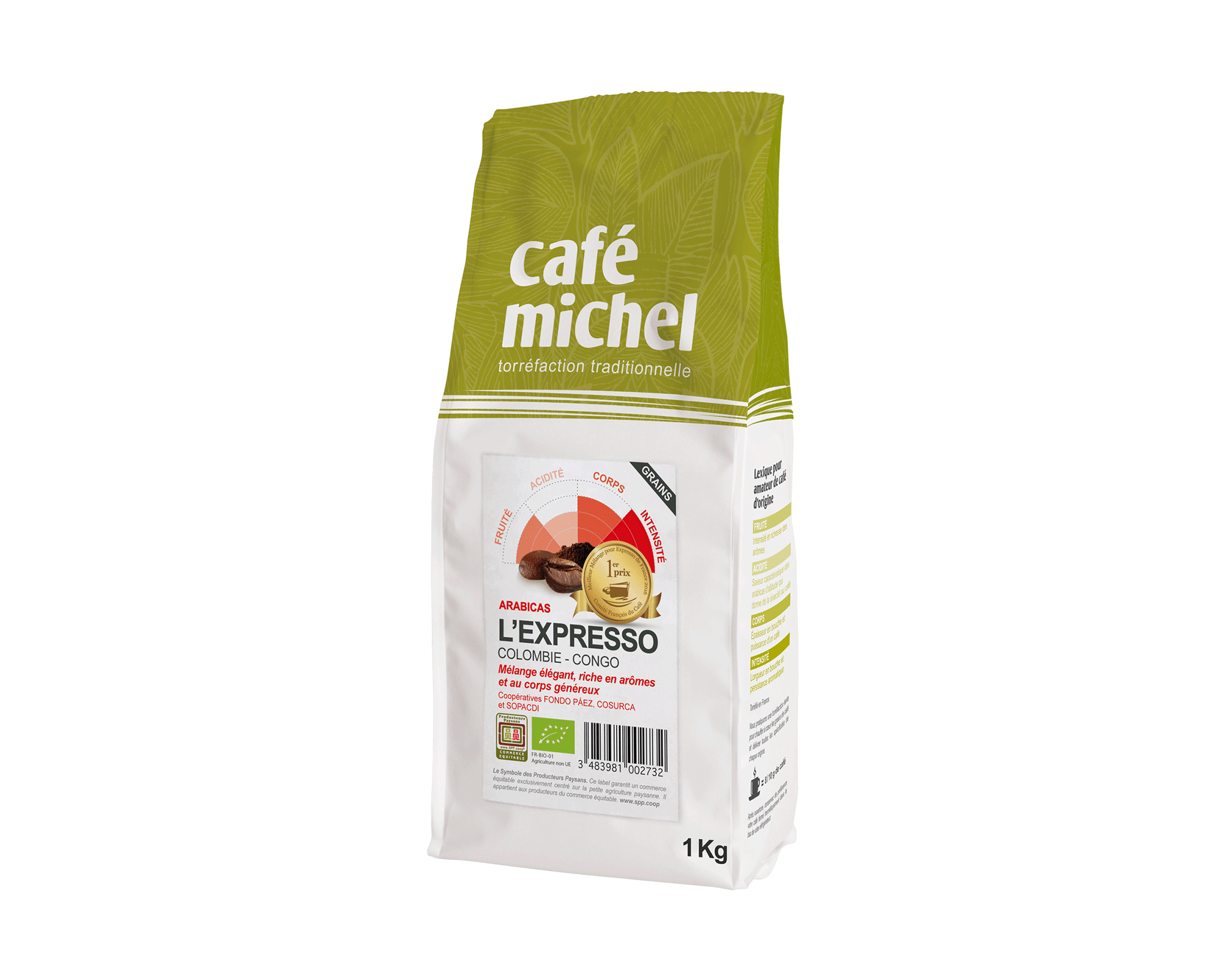 Mélange arabica L'Expresso Grains biologique et équitable 1kg - Café Michel