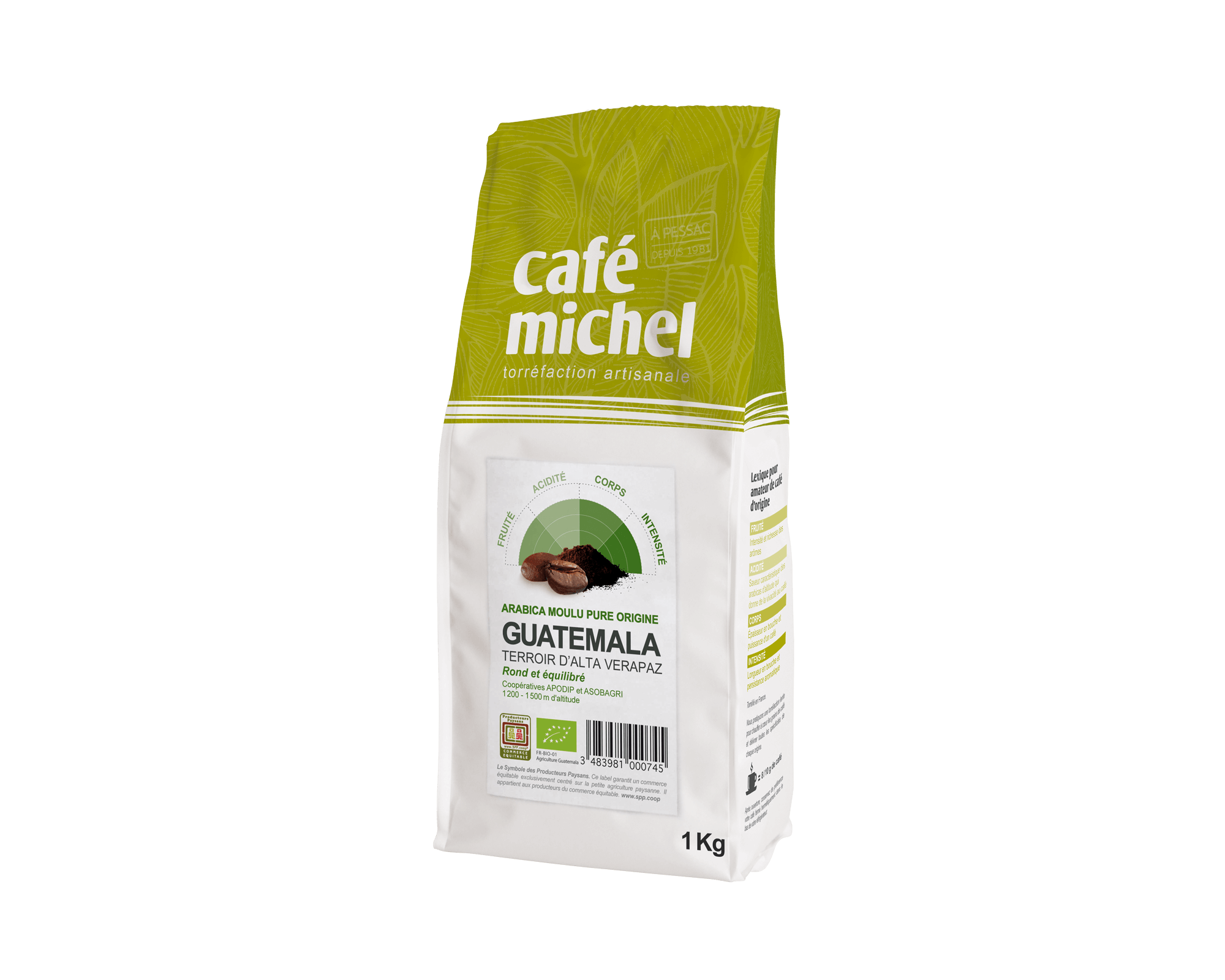 Pur arabica Guatémala Moulu biologique et équitable 1kg - Café Michel