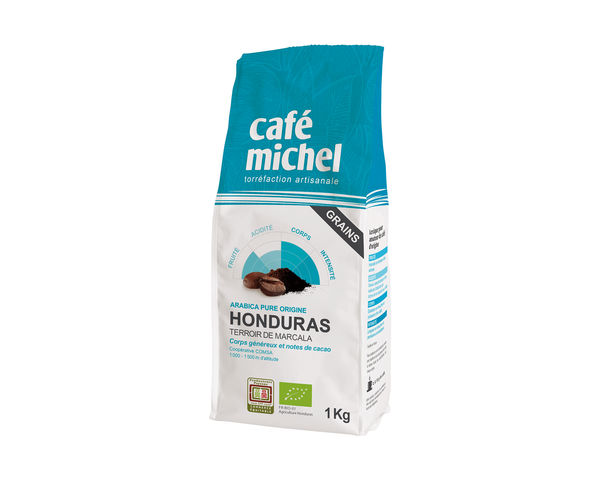 Pur arabica du Honduras en grains biologique et équitable 1kg - Café Michel