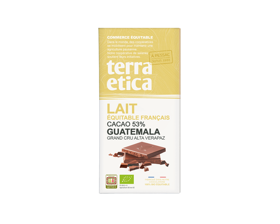 Terra Etica - Chocolat au lait 53% de cacao du Guatemala bio et issu du commerce équitable