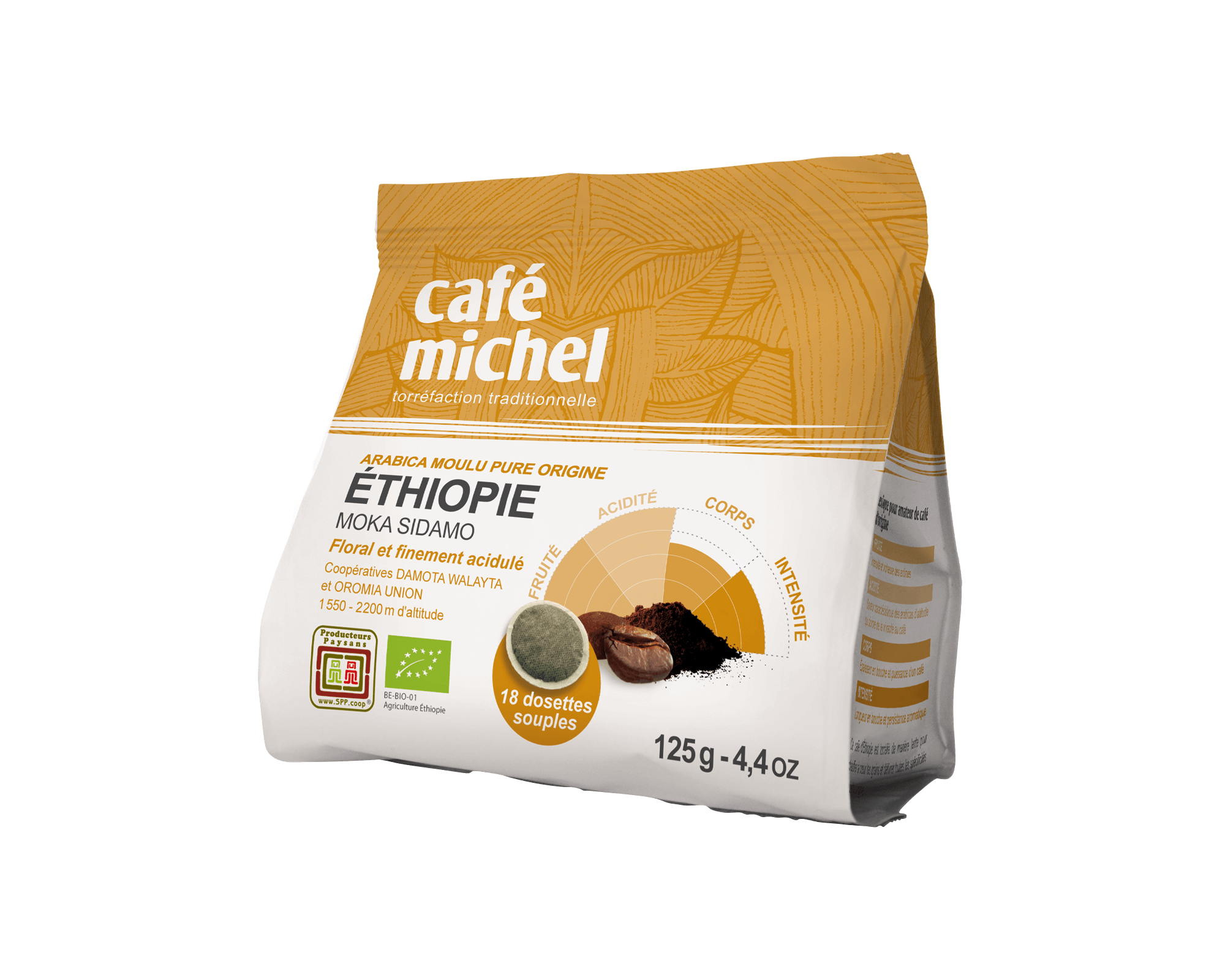 Dosettes souples d'arabica d'Éthiopie biologique et équitable - Café Michel