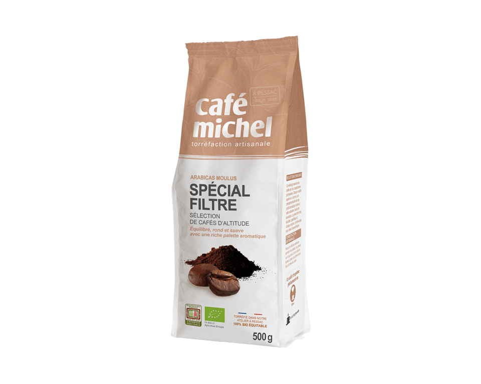 Café Michel - Mélange café arabica spécial filtre bio et équitable - paquet 500 gr