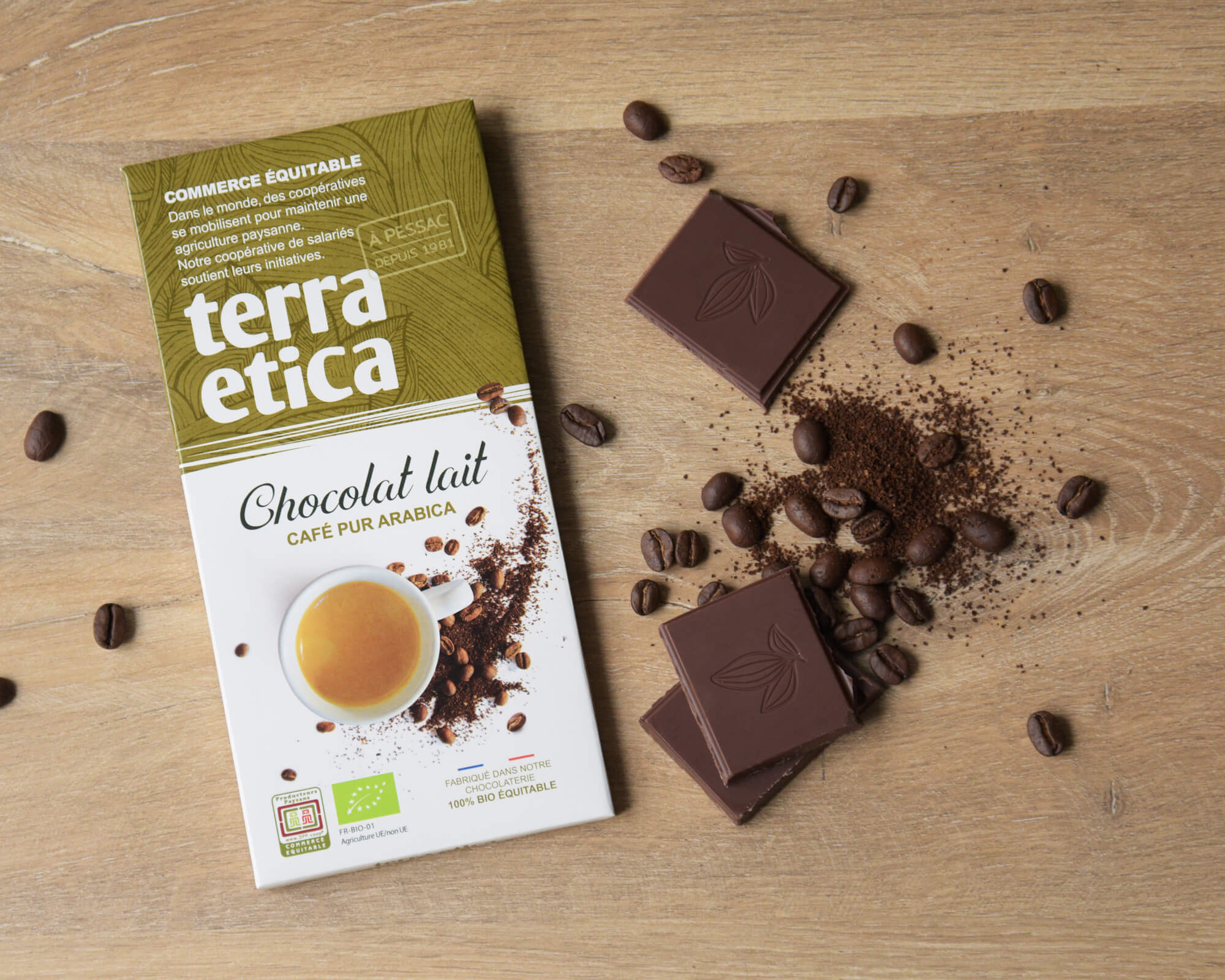 Chocolat lait café arabica 47% cacao Pérou I Terra Etica