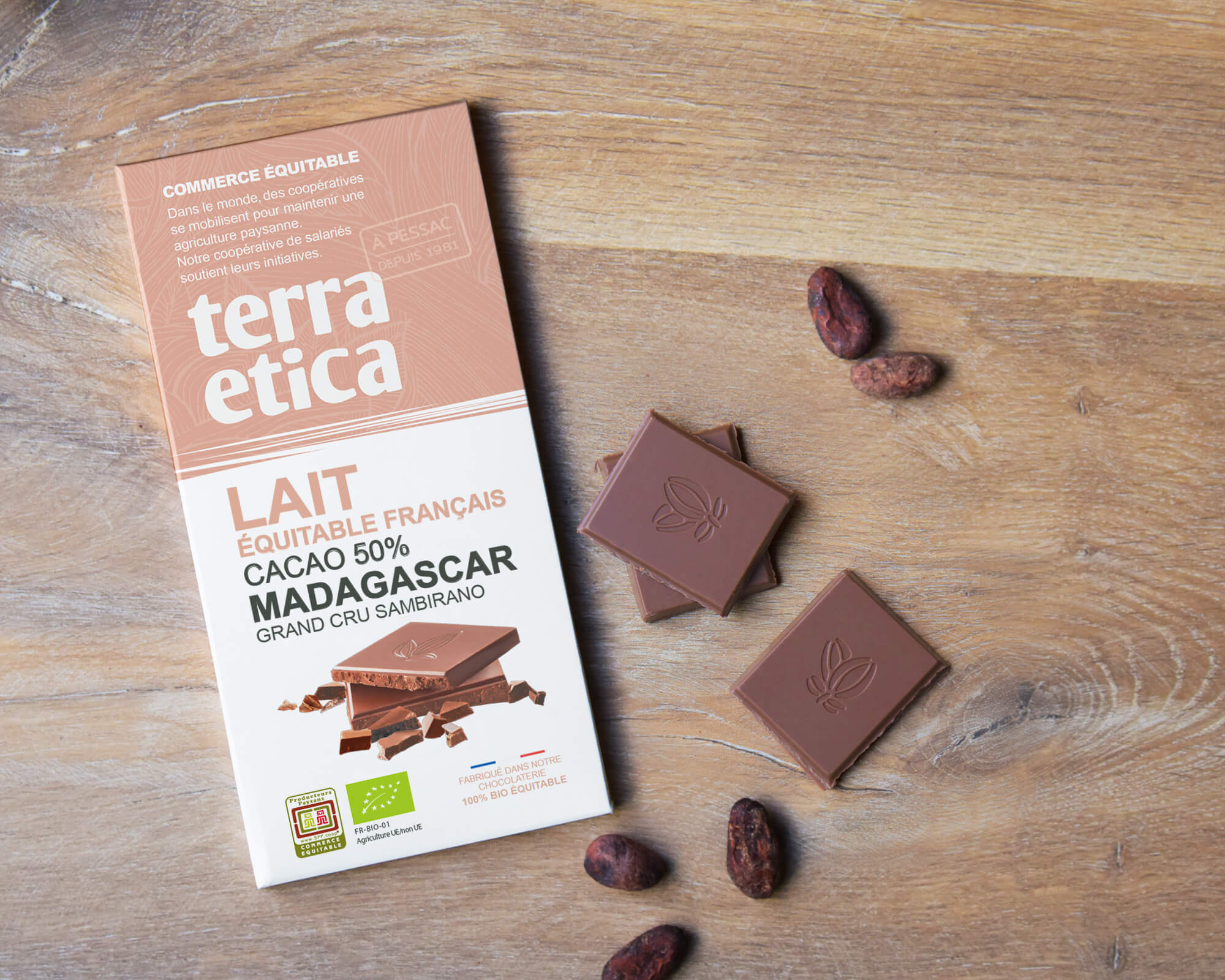 Chocolat Lait 50% cacao Madagascar bio et équitable I Terra Etica